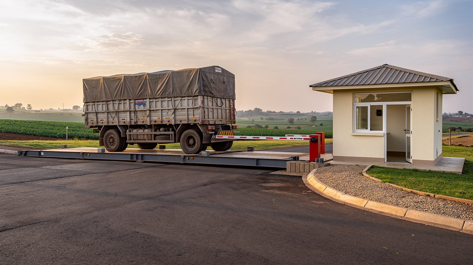 A lorry on the weighbridge at the gate