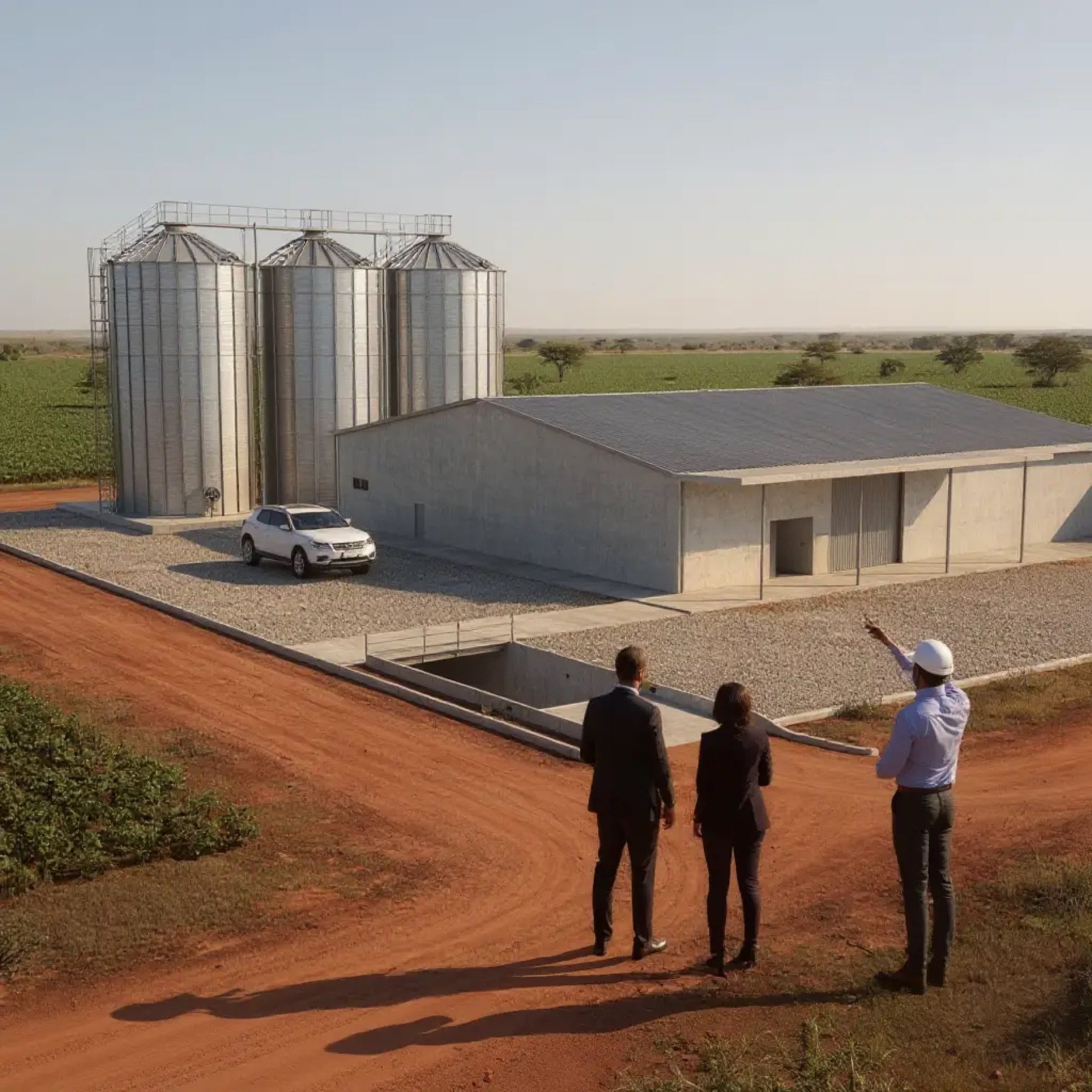 Visitors being shown the silos by the site manager