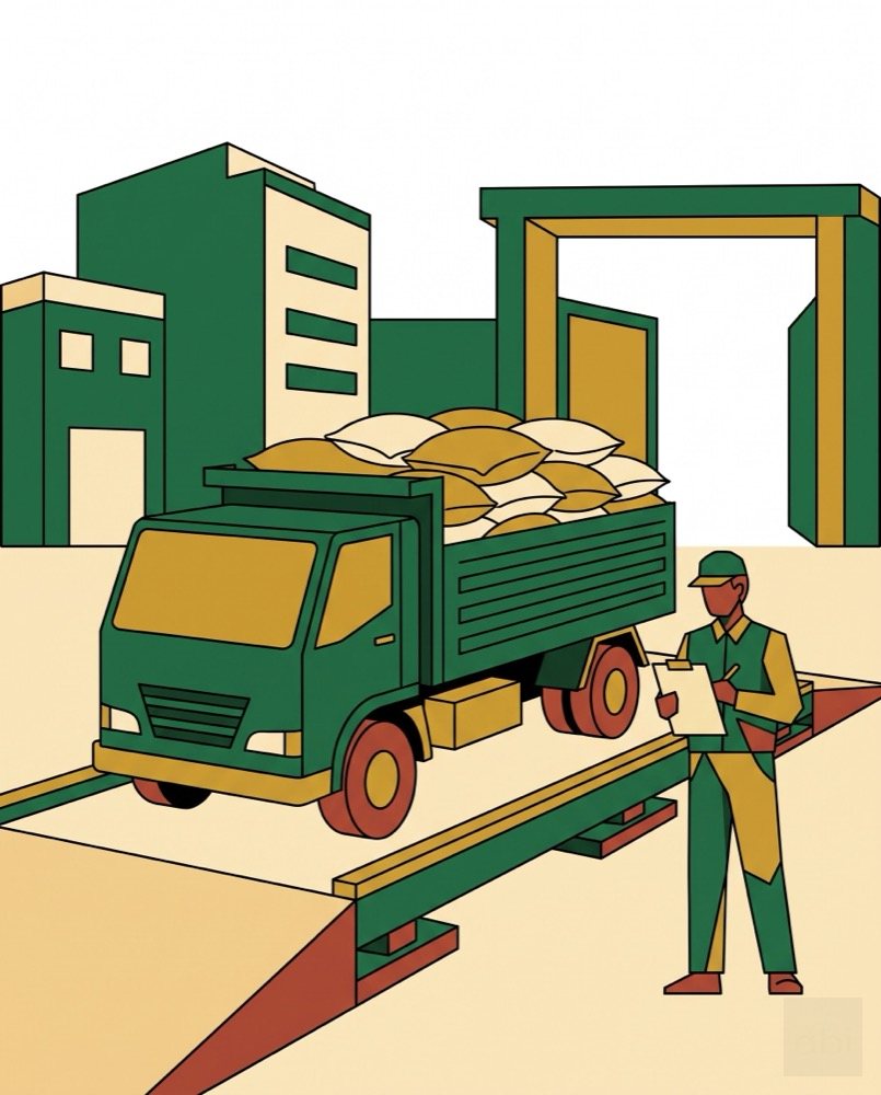 A lorry on the weighbridge at the facility gate